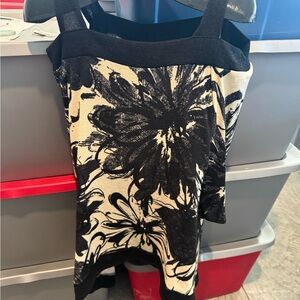 Black and Cream Floral Off the Shoulder Top p24
